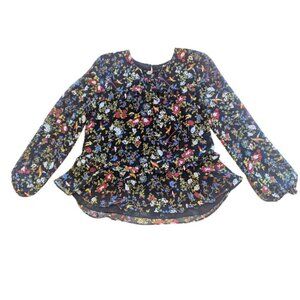 Madewell Floral Peplum Blouse Size Small Long Sleeves